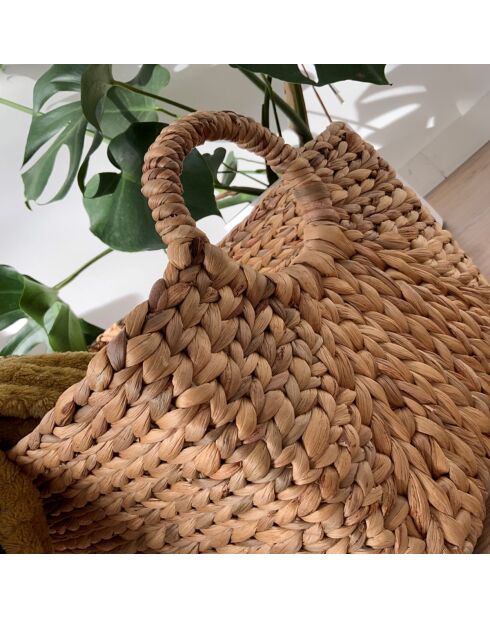 Panier en jacinthe d'eau avec poignées - L.46 x P.27 x H.27 cm