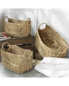 Panier en jacinthe d'eau avec poignées - L.46 x P.27 x H.27 cm