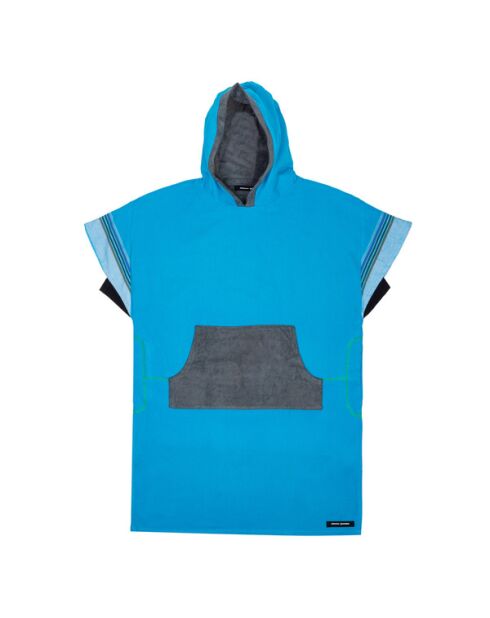 Poncho de plage adulte en kikoy Cap Ferret bleu - 105x68 cm