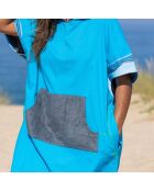 Poncho de plage adulte en kikoy Cap Ferret bleu - 105x68 cm