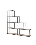 Lexie Bücherregal mit 5-stöckigem Treppendesign aus weißem und hellem Holz — L.160 x H.157 cm