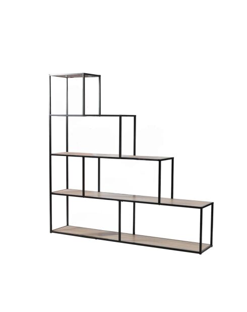 Lexie Bücherregal mit 5-stöckigem Treppendesign aus weißem und hellem Holz — L.160 x H.157 cm