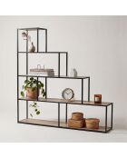 Lexie Bücherregal mit 5-stöckigem Treppendesign aus weißem und hellem Holz — L.160 x H.157 cm