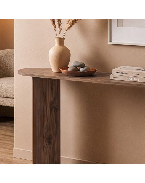 Console Sira avec deux pieds décor bois marron - L.150 cm
