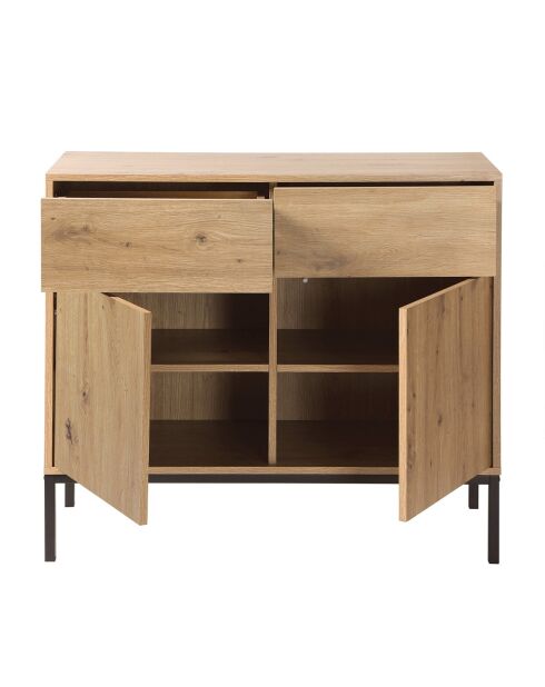 Aparador Lenny con 2 puertas y 2 cajones, decoración de roble, 90 x 80 cm