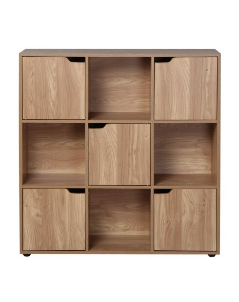 Armario Modu de 9 compartimentos con decoración de madera de 5 puertas - L.89 cm