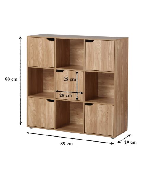 Armario Modu de 9 compartimentos con decoración de madera de 5 puertas - L.89 cm