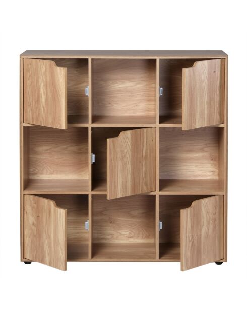 Armario Modu de 9 compartimentos con decoración de madera de 5 puertas - L.89 cm