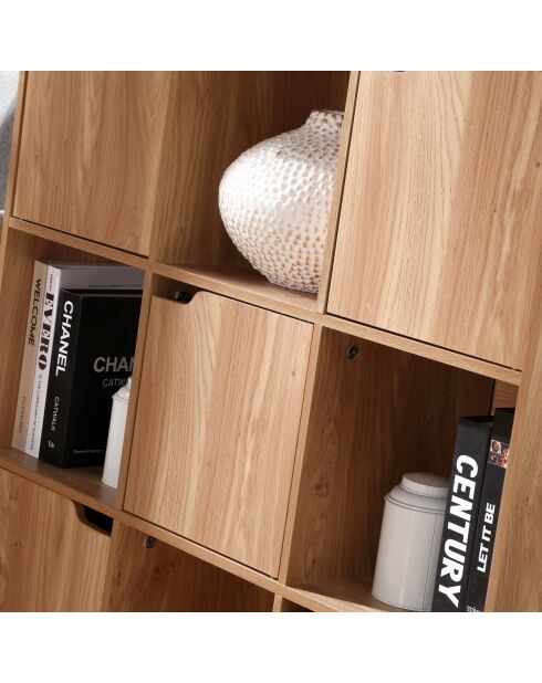 Armario Modu de 9 compartimentos con decoración de madera de 5 puertas - L.89 cm