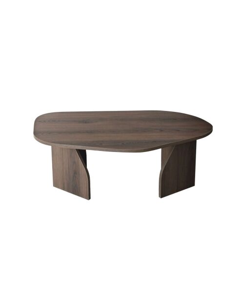 Table basse Rock avec plateau de forme organique et pieds larges décor noyer - L.100 cm
