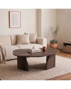 Rock-Couchtisch mit Bio-Platte und breiten Beinen aus Nussbaumdekor - L.100 cm