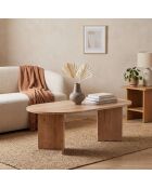 Tavolino ovale Iris con decoro in legno marrone chiaro - L.119 cm