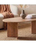 Tavolino ovale Iris con decoro in legno marrone chiaro - L.119 cm