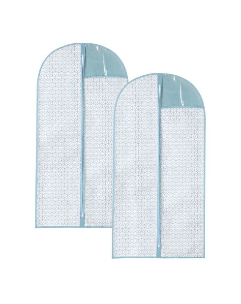 Set de 2 fundas para ropa blanca y azul - H.120 cm