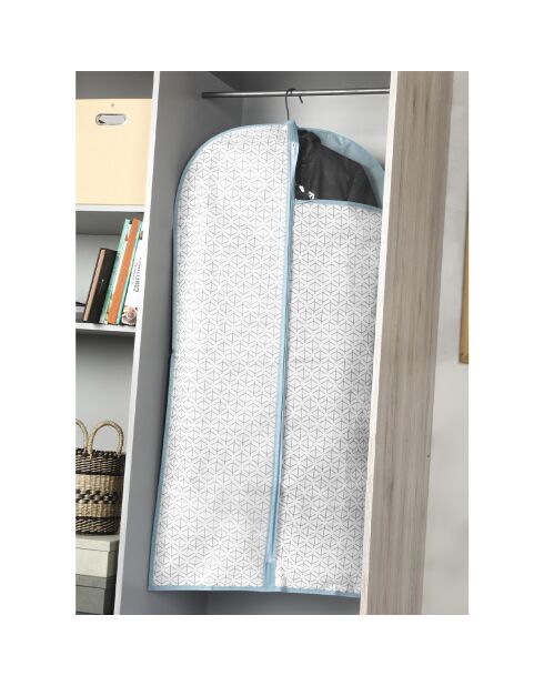 Set de 2 fundas para ropa blanca y azul - H.120 cm