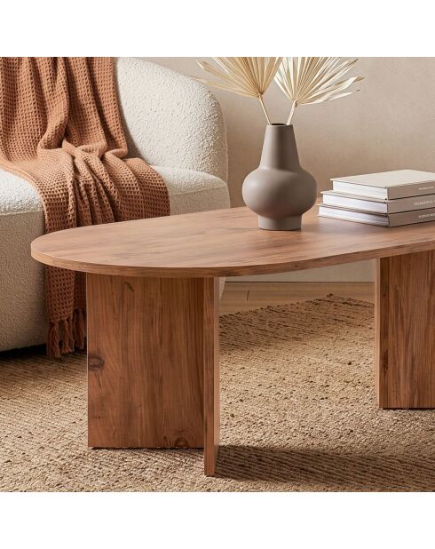 Table basse Iris ovale décor bois marron clair - L.119 cm