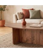 Tavolino Anna con piano ovale decoro in legno marrone - L.125 cm