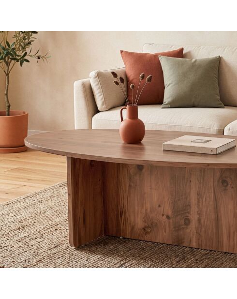 Table basse Anna avec plateau ovale décor bois marron - L.125 cm