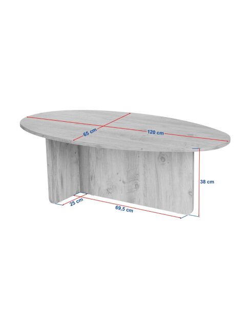 Table basse Anna avec plateau ovale décor bois marron - L.125 cm