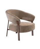 Fauteuil Liv en tissu beige et pieds métal effet noyer - L.78 cm