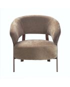 Fauteuil Liv en tissu beige et pieds métal effet noyer - L.78 cm
