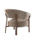 Fauteuil Liv en tissu beige et pieds métal effet noyer - L.78 cm