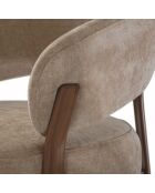 Fauteuil Liv en tissu beige et pieds métal effet noyer - L.78 cm