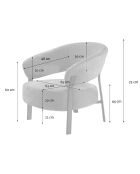 Fauteuil Liv en tissu beige et pieds métal effet noyer - L.78 cm