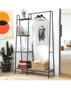 Lexie Industriegarderobe 1 niedriges Regal mit 4 Regalen aus schwarzem und hellem Holz