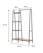 Lexie Industriegarderobe 1 niedriges Regal mit 4 Regalen aus schwarzem und hellem Holz