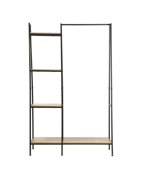 Lexie Industriegarderobe 1 niedriges Regal mit 4 Regalen aus schwarzem und hellem Holz