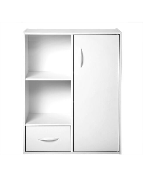 Ripiano portaoggetti 2 scomparti con 1 cassetto e 1 armadio bianco - L.61,5 cm