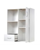Ripiano portaoggetti 2 scomparti con 1 cassetto e 1 armadio bianco - L.61,5 cm