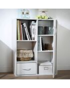 Ripiano portaoggetti 2 scomparti con 1 cassetto e 1 armadio bianco - L.61,5 cm