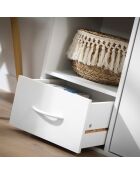 Ripiano portaoggetti 2 scomparti con 1 cassetto e 1 armadio bianco - L.61,5 cm