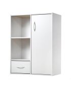 Ripiano portaoggetti 2 scomparti con 1 cassetto e 1 armadio bianco - L.61,5 cm