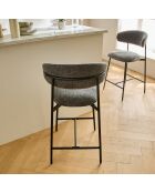 Lot de 2 tabourets Draco en tissu chiné et pieds en métal coloris gris foncé et noir
