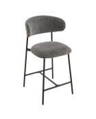 Lot de 2 tabourets Draco en tissu chiné et pieds en métal coloris gris foncé et noir