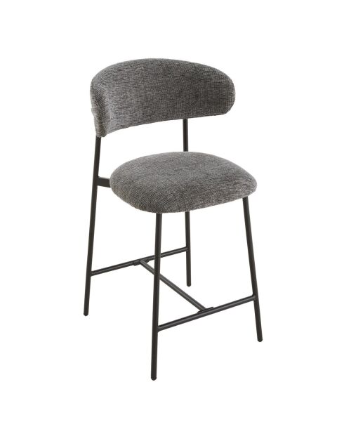 Lot de 2 tabourets Draco en tissu chiné et pieds en métal coloris gris foncé et noir