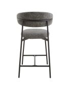 Lot de 2 tabourets Draco en tissu chiné et pieds en métal coloris gris foncé et noir