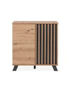 Credenza Lublin a 2 ante con decoro in rovere artigianale - L.80 cm