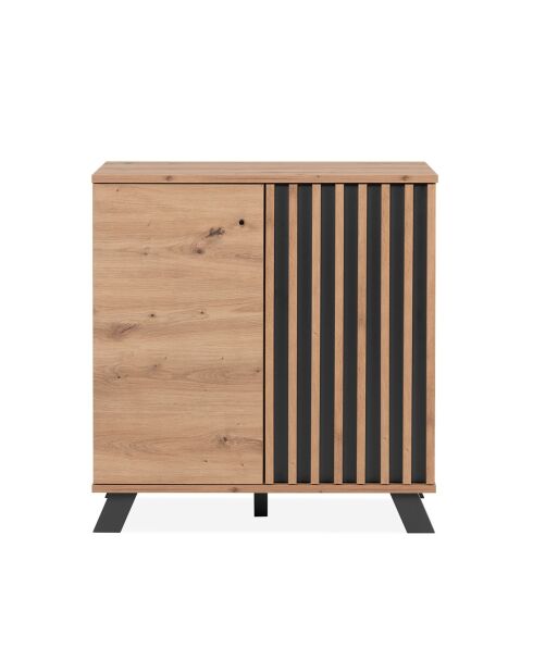 Credenza Lublin a 2 ante con decoro in rovere artigianale - L.80 cm