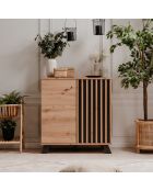Credenza Lublin a 2 ante con decoro in rovere artigianale - L.80 cm