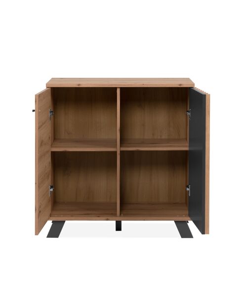 Credenza Lublin a 2 ante con decoro in rovere artigianale - L.80 cm