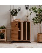 Credenza Lublin a 2 ante con decoro in rovere artigianale - L.80 cm