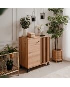 Credenza Lublin a 2 ante con decoro in rovere artigianale - L.80 cm