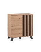 Credenza Lublin a 2 ante con decoro in rovere artigianale - L.80 cm