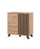Credenza Lublin a 2 ante con decoro in rovere artigianale - L.80 cm