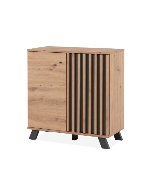 Credenza Lublin a 2 ante con decoro in rovere artigianale - L.80 cm