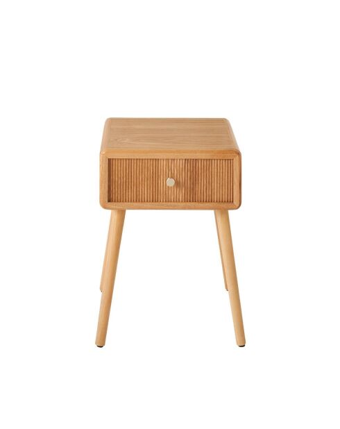 Chevet Ava 1 tiroir avec façades lamellées décor bois marron clair - H.52 cm
